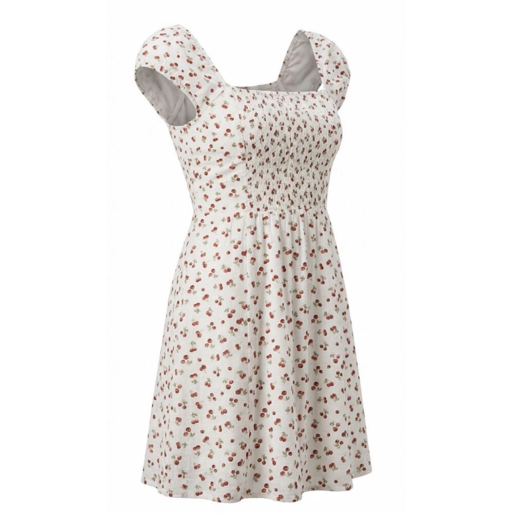 Aeropostale Mini Dress Women L Cherry Print Peasant Top Spring Fashion